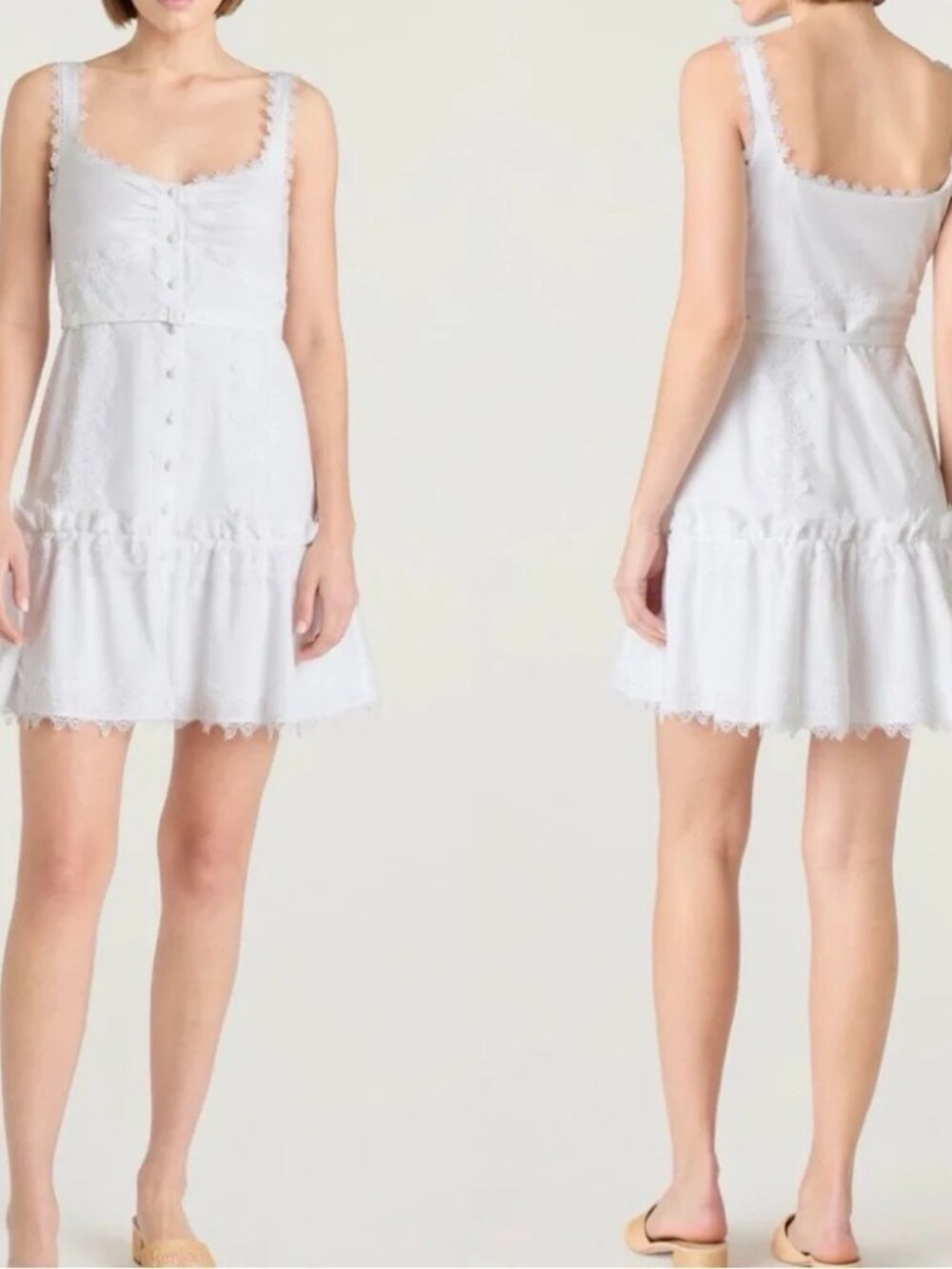 cinq a sept Ivory Lace-Trim Mini Dress